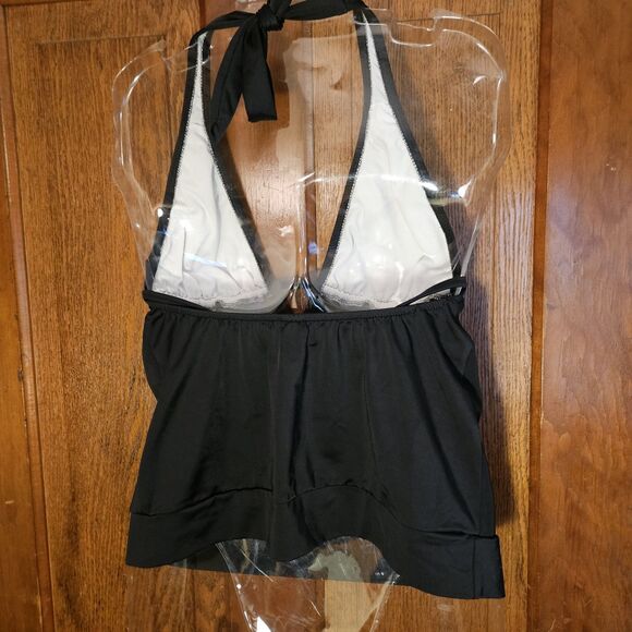 VENUS Black V-Neck Wrap Tankini Top – Size 8, Sexy & Sophisticated Swimwear - Picture 2 of 7